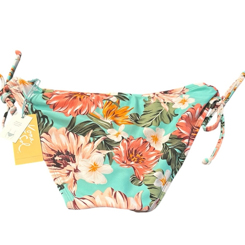 Kona Sol Women's Hipster Medium Coverage Bikini Bottom Blue Floral Size L(12/14) - Picture 7 of 10